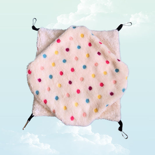 Double Layer Plush Hammock White with Rainbow Dots - Bottom