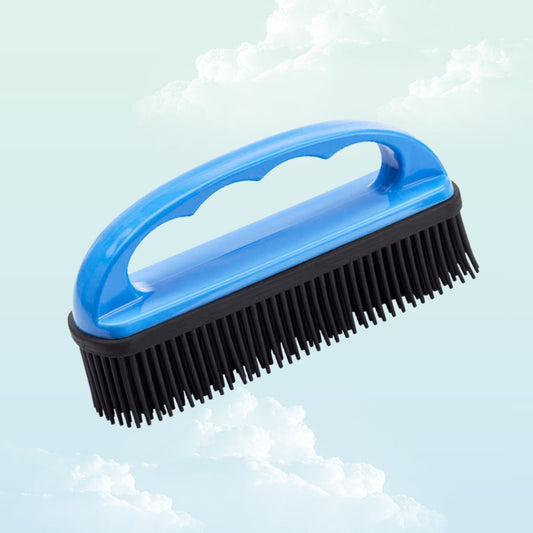 Blue rubber hair and hay remover brush for small animals — My Sleepy Friend