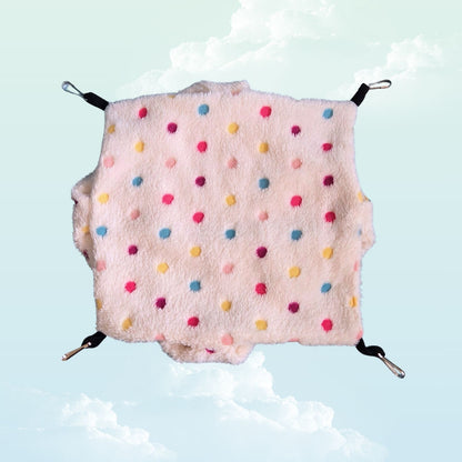 Double Layer Plush Hammock White with Rainbow Dots - Above