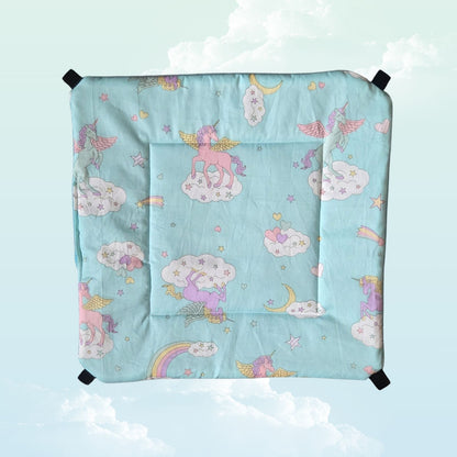 Handmade Reversible Snuggle Hammock for Small Animals - Blue Unicorns
