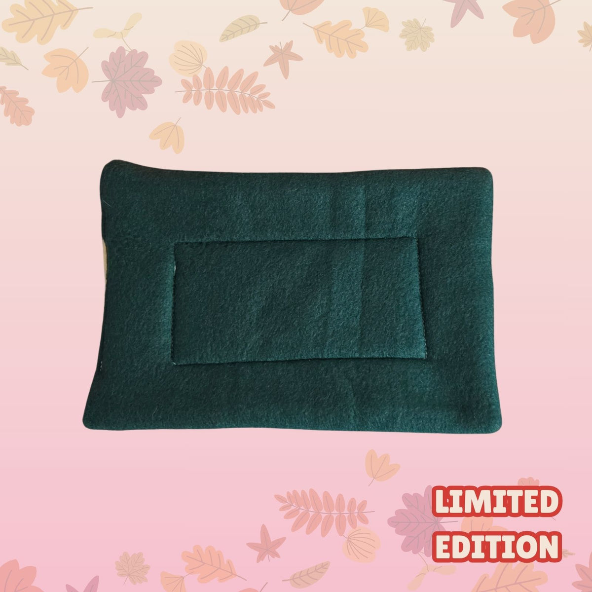 Handmade small 17x25cm guinea pig pee pad with dark emerald green backing