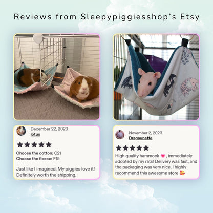 Real five star customer reviews with cute photos of animals of the Snuggle Hammock.