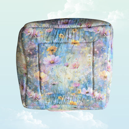 Handmade Hanging Fleece Cube Hideout for Small Animals 30x30cm - Pink Minky Fleece and Flowers - below