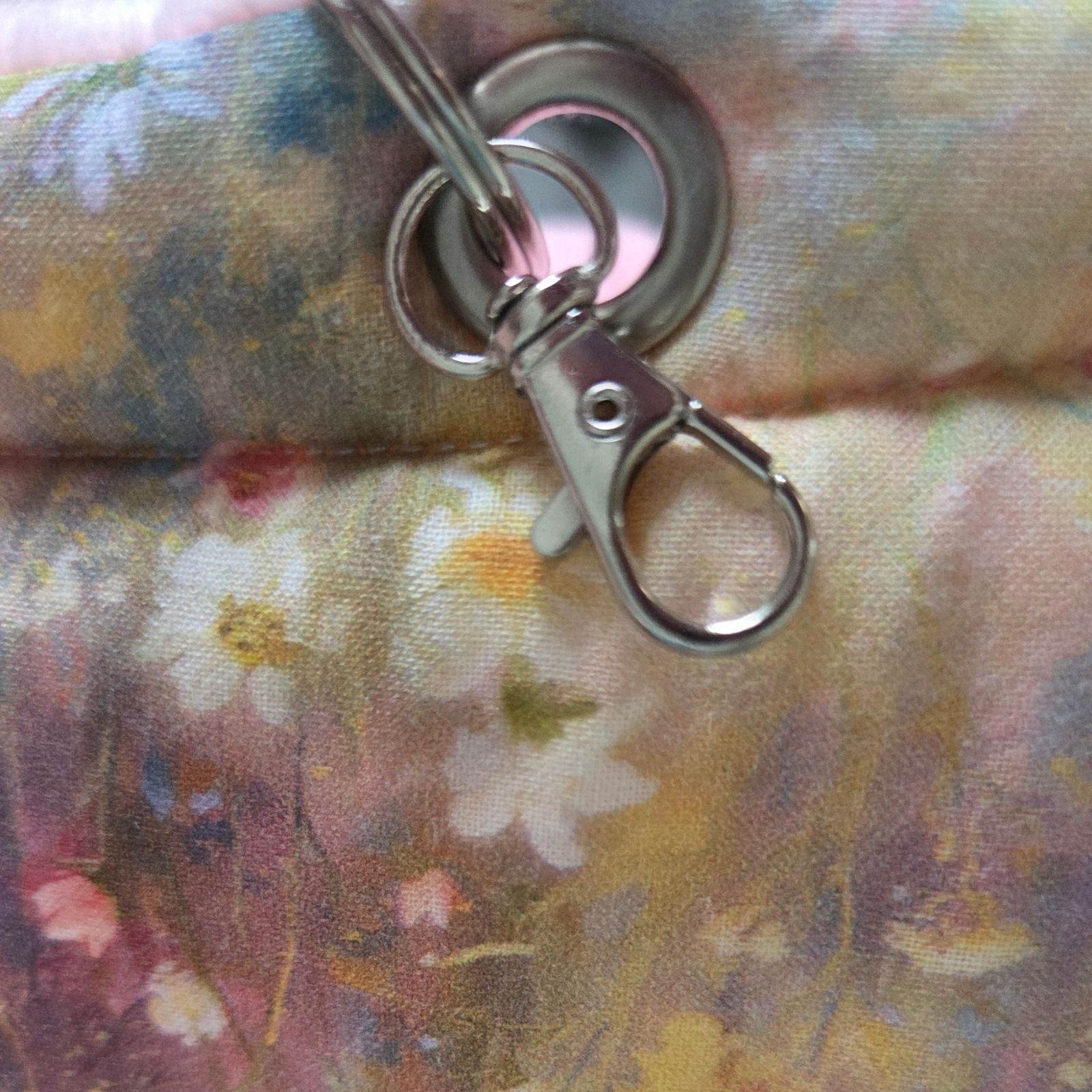 Handmade Hanging Fleece Tunnel for Small Animals 33cm - Pink Minky Fleece and Flowers - close up