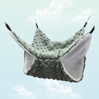 Double layer dusty mint and white minky fleece hammock for guinea pigs — My Sleepy Friend