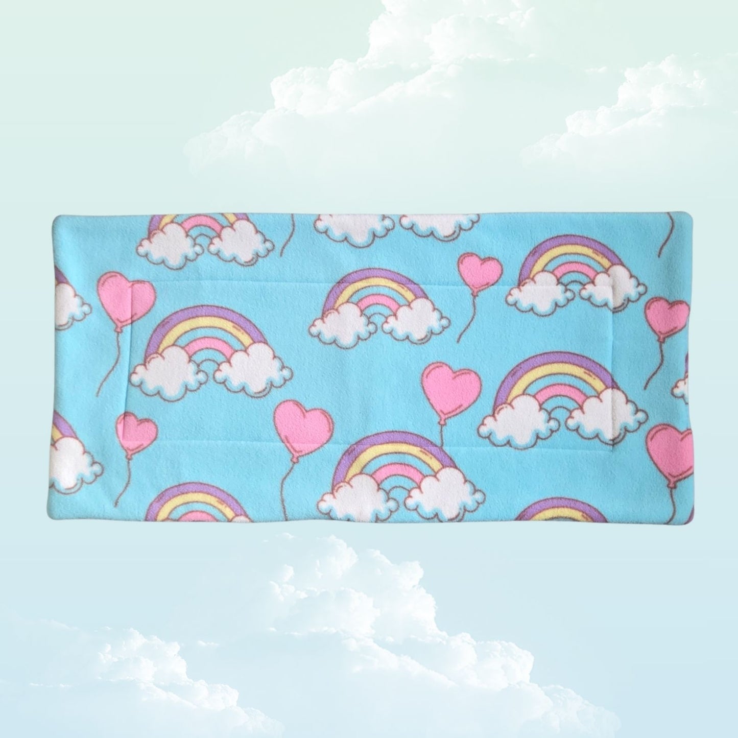 Handmade Absorbent Pee Pad Large 35x70cm - Blue Rainbows and Clouds