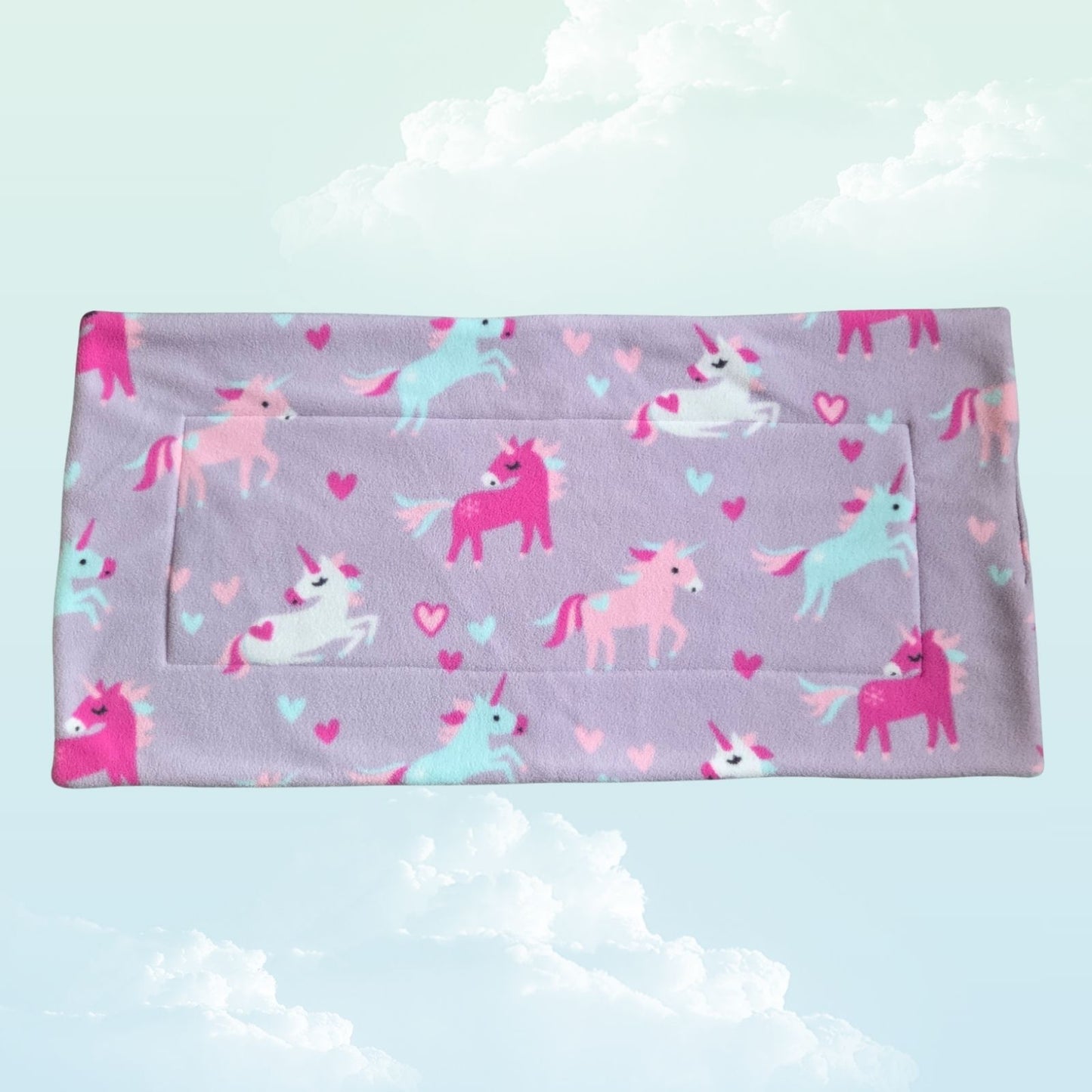 Handmade Absorbent Pee Pad Large 35x70cm - Purple Unicorns