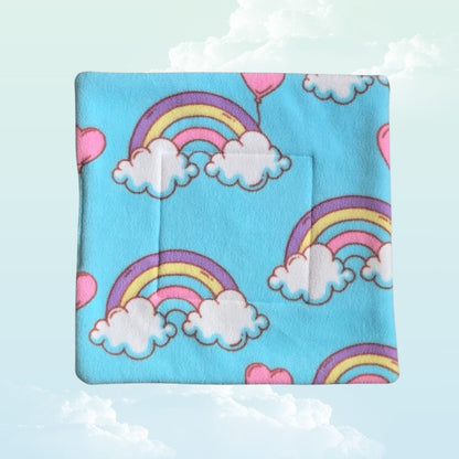 Handmade Absorbent Pee Pad Medium 33x33cm - Blue Rainbows and Clouds