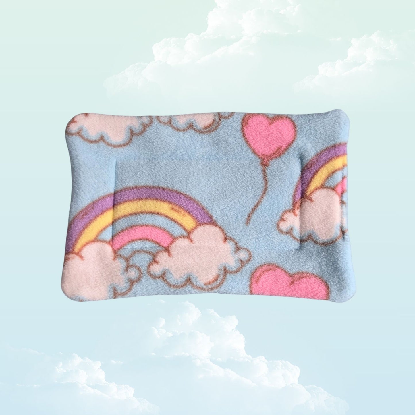 Handmade Absorbent Pee Pad Small 17x25cm - Blue Rainbows and Clouds