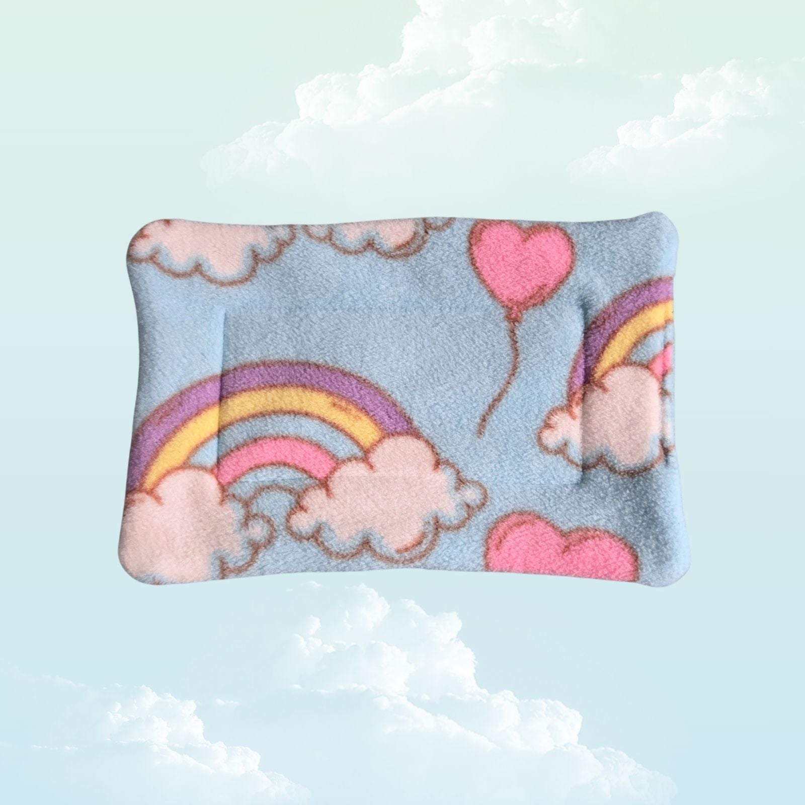Handmade Absorbent Pee Pad Small 17x25cm - Blue Rainbows and Clouds