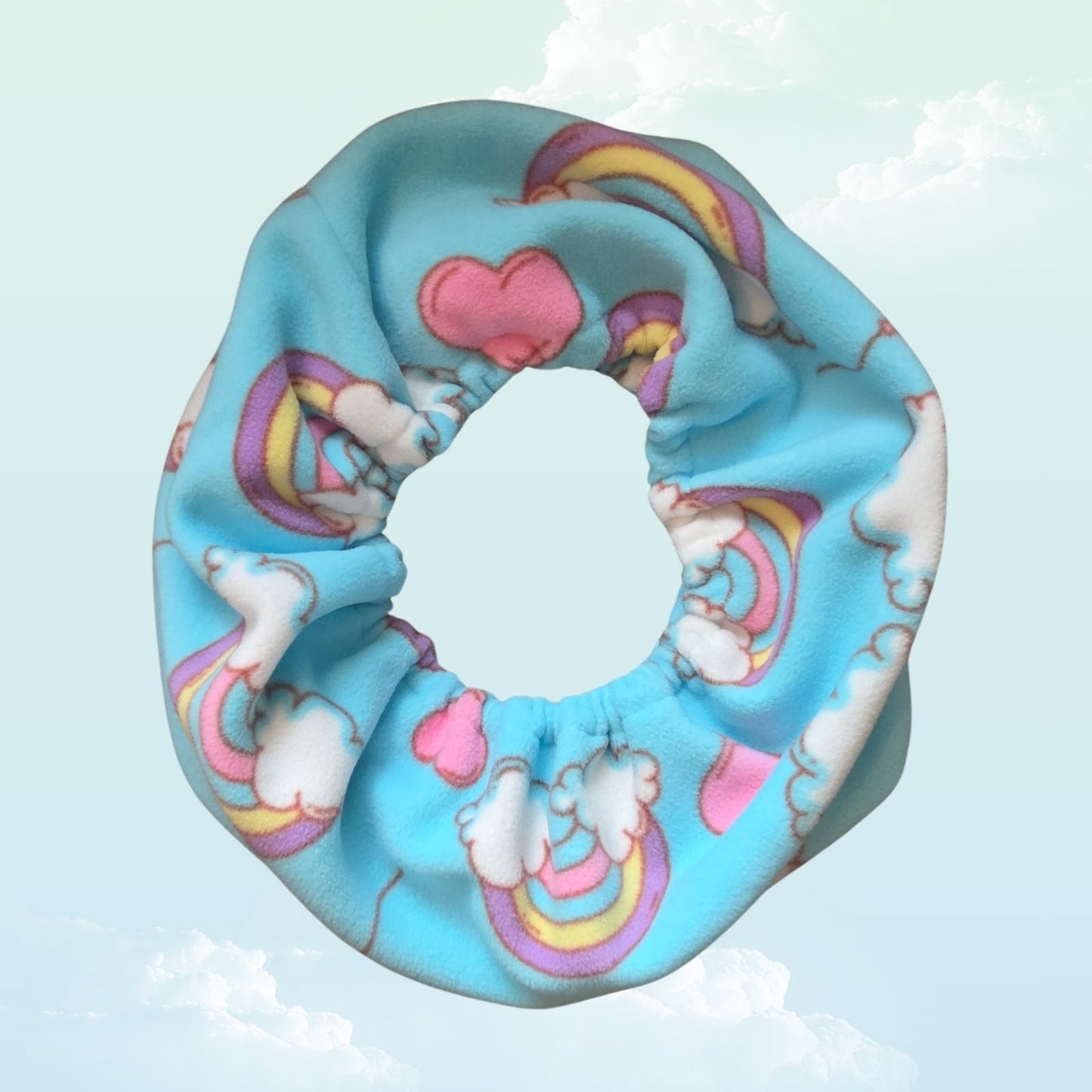 Handmade Snuggle Scarf Bonding Pouch for Small Animals - Blue Rainbows and Clouds